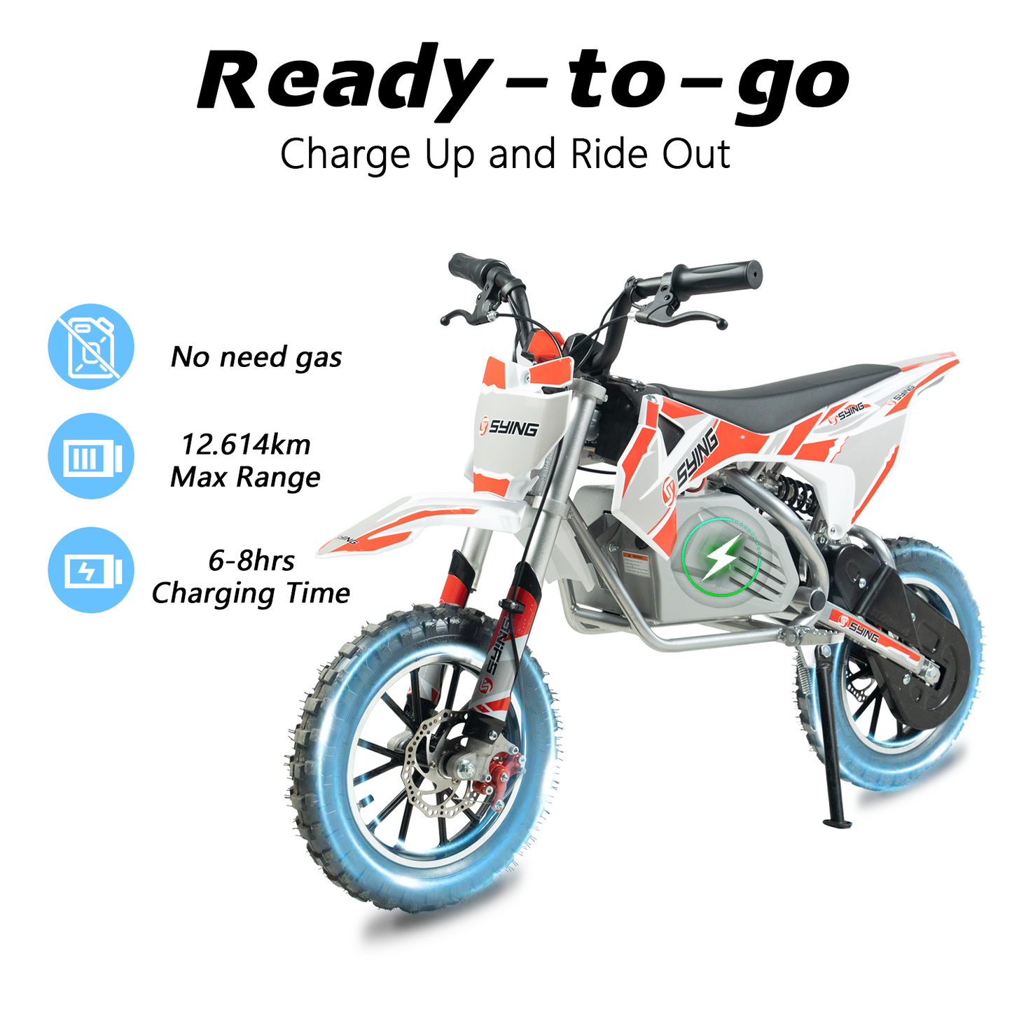 SYING MOTO Electric Dirt Bike, 36V 500W Off-Road Electric Motocycle for Kids 8-14 Yrs,15 MPH Peak Speed,Dual Suspension High Torque Motor for Mountain Roads and Trails