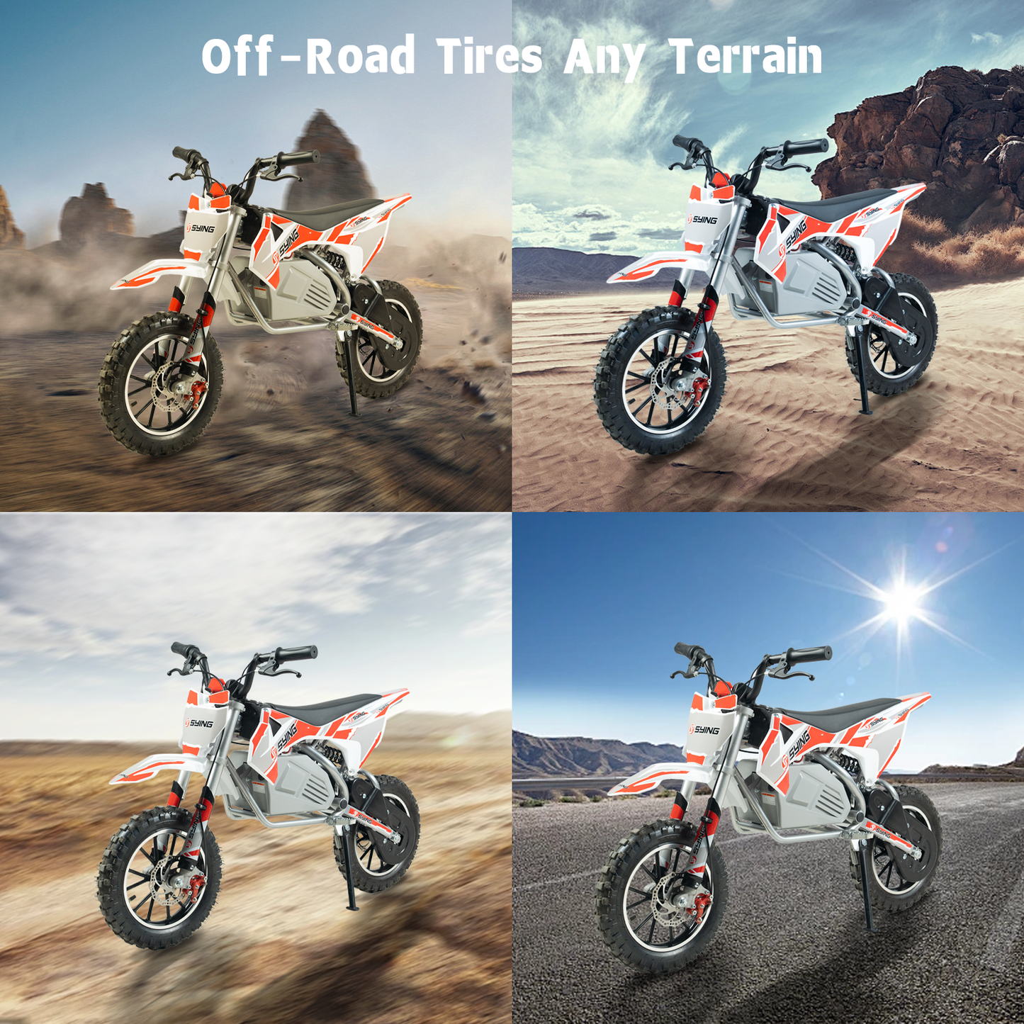SYING MOTO Electric Dirt Bike, 36V 500W Off-Road Electric Motocycle for Kids 8-14 Yrs,15 MPH Peak Speed,Dual Suspension High Torque Motor for Mountain Roads and Trails