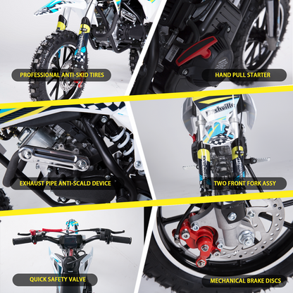 DASHVILLE 58cc Dirt Bike, 4-Stroke Gas Power Mini Pit Bike, Gas Dirt Bike for Kids, Mini Bike, Off-Road Motorcycle