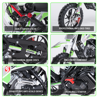 SYING MOTO 58CC 4-Stroke Kids Mini Dirt Bike, Gas Powered Motocross for 8-14 Years Kids, EPA Approved