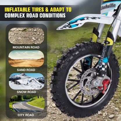 DASHVILLE 58cc Dirt Bike, 4-Stroke Gas Power Mini Pit Bike, Gas Dirt Bike for Kids, Mini Bike, Off-Road Motorcycle