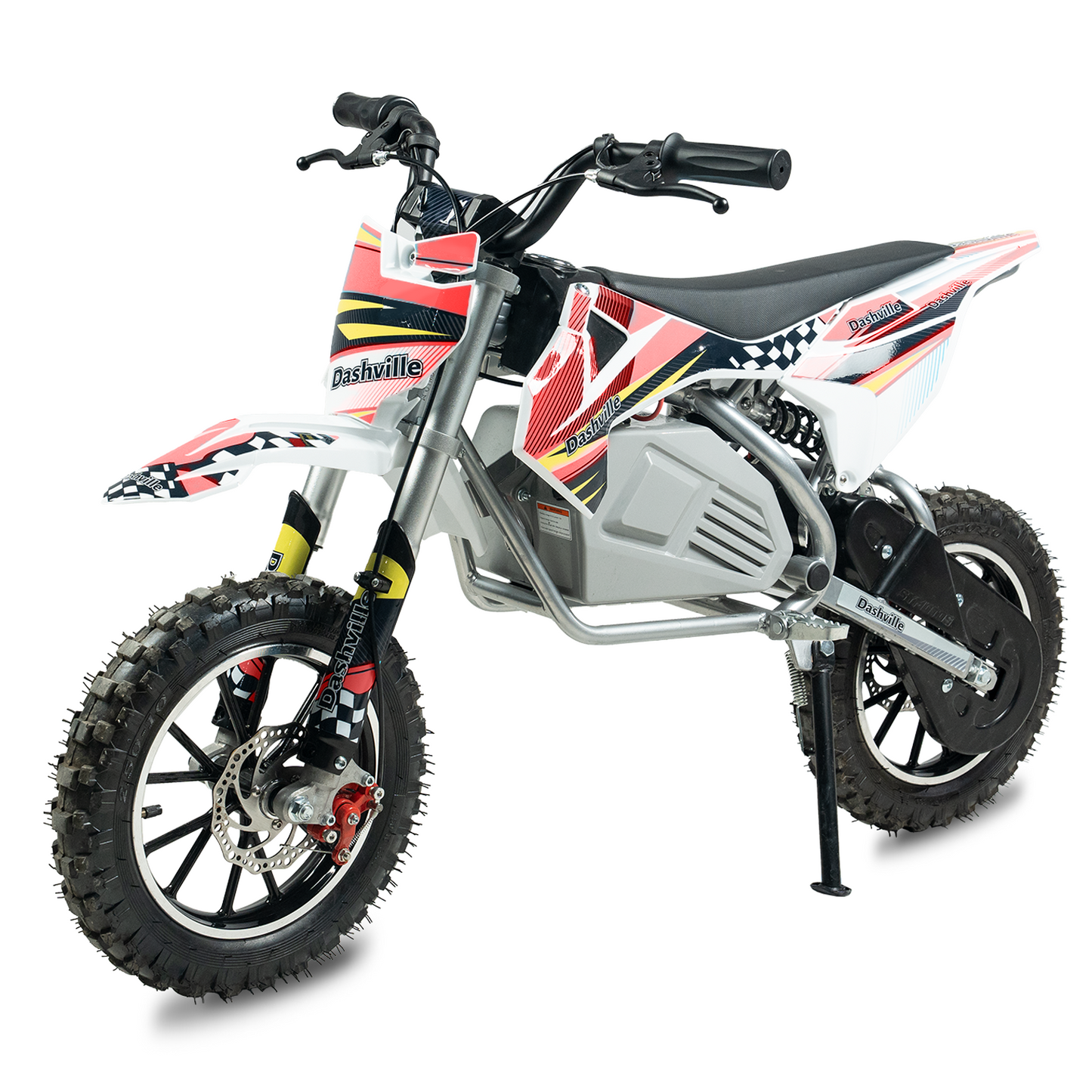 DASHVILLE Electric Dirt Bike for Kids, 36V Electric Powered Off-Road Mini Motorcycle, 800W Peak Dual Suspension High-Torque Motocross Motor, Up to 15MPH, 8 Miles Long Range