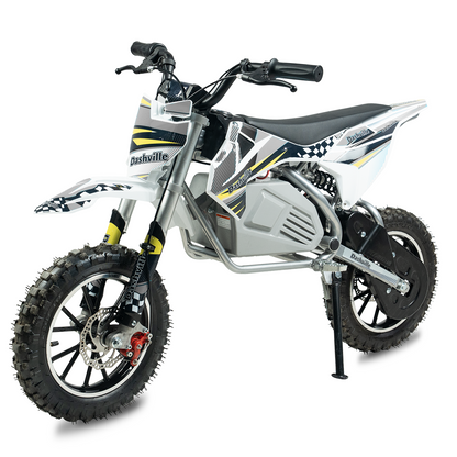 DASHVILLE Electric Dirt Bike for Kids, 36V Electric Powered Off-Road Mini Motorcycle, 800W Peak Dual Suspension High-Torque Motocross Motor, Up to 15MPH, 8 Miles Long Range