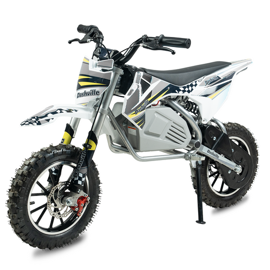 DASHVILLE Electric Dirt Bike for Kids, 36V Electric Powered Off-Road Mini Motorcycle, 800W Peak Dual Suspension High-Torque Motocross Motor, Up to 15MPH, 8 Miles Long Range